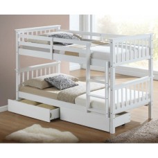 Solid Pine Wood Bunk Bed With Single Drawer Storage